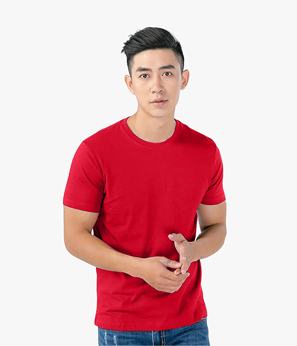 Áo thun cổ tròn màu đỏ tươi