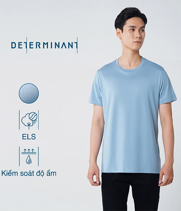Áo thun cổ tròn màu xanh biển